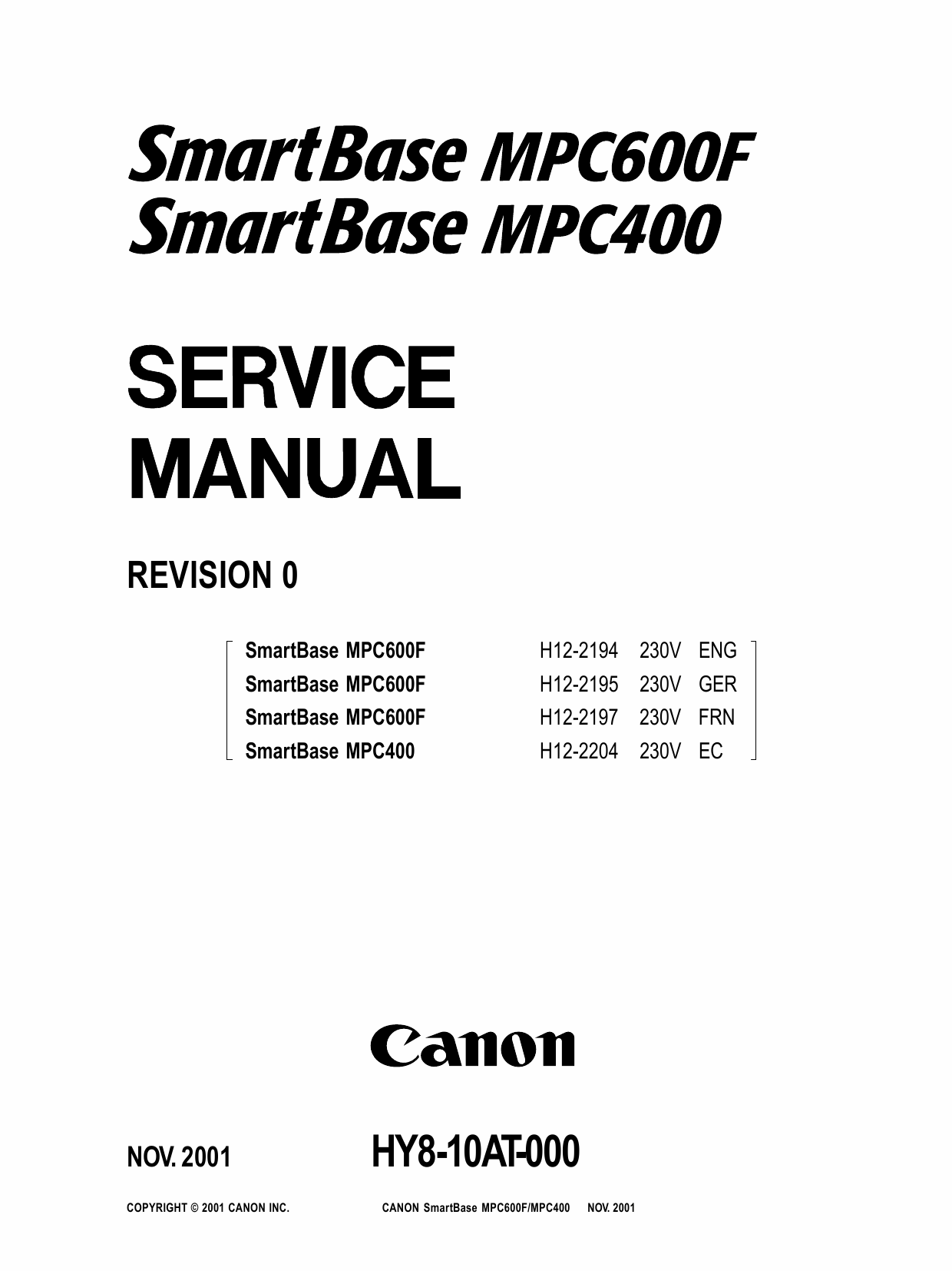 Canon SmartBase MPC600F MPC400 Service Manual-1